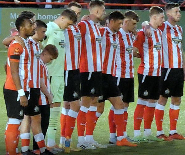 Director Sam Mackenzie congratulates Jordan Hulme on becoming Alty skipper, By Altrincham Football Club